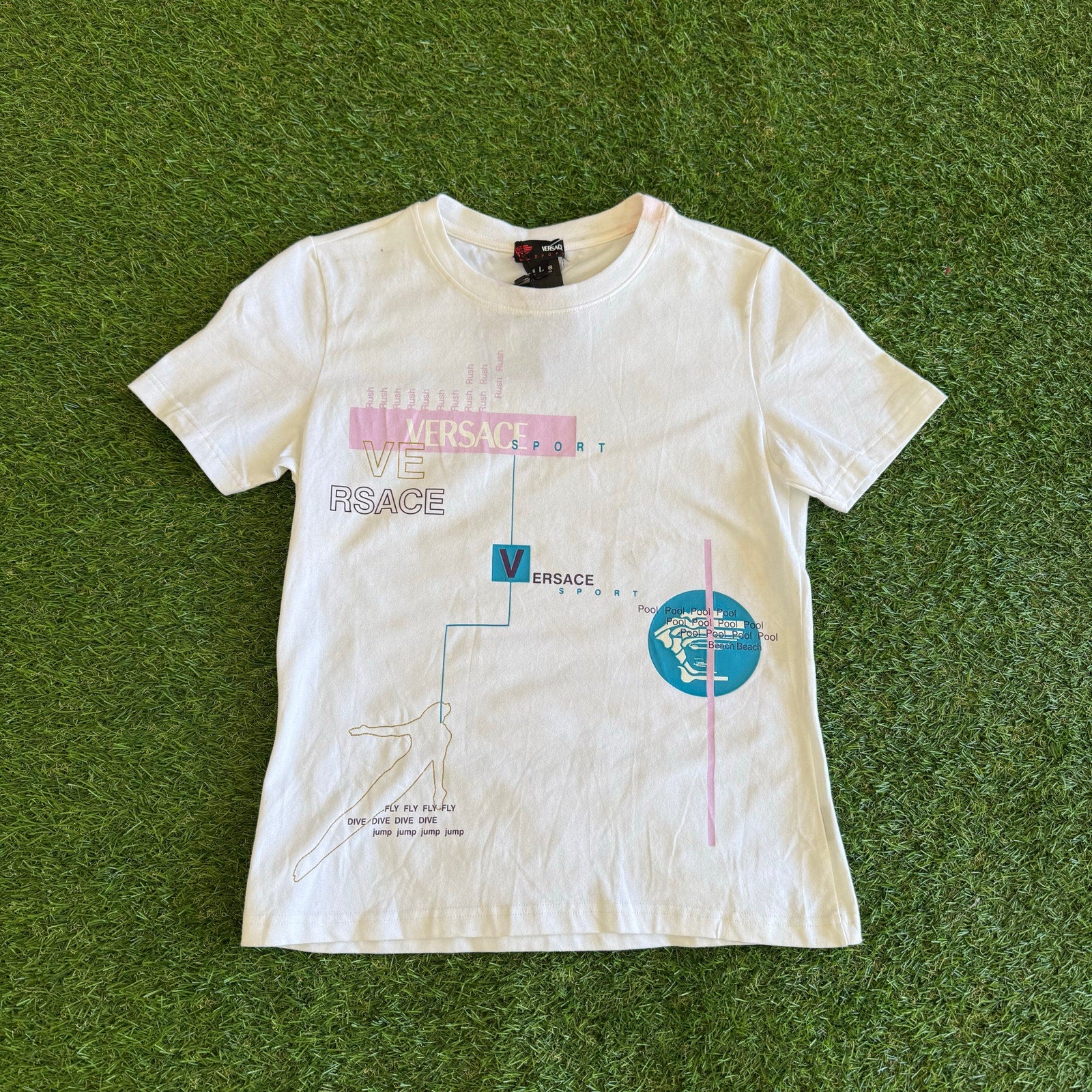 Y2K DEADSTOCK VERSACE SPORT WOMENS TOP L (EXPENSIVE RETAIL)