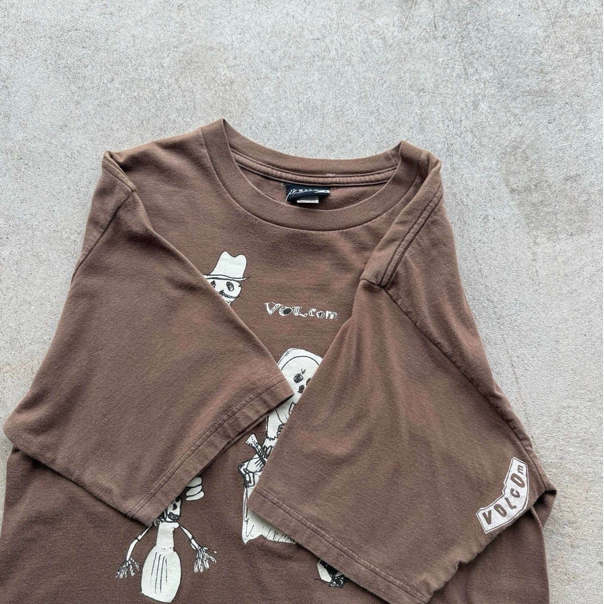 Y2K Brown Mens Skeleton Volcom Tee M